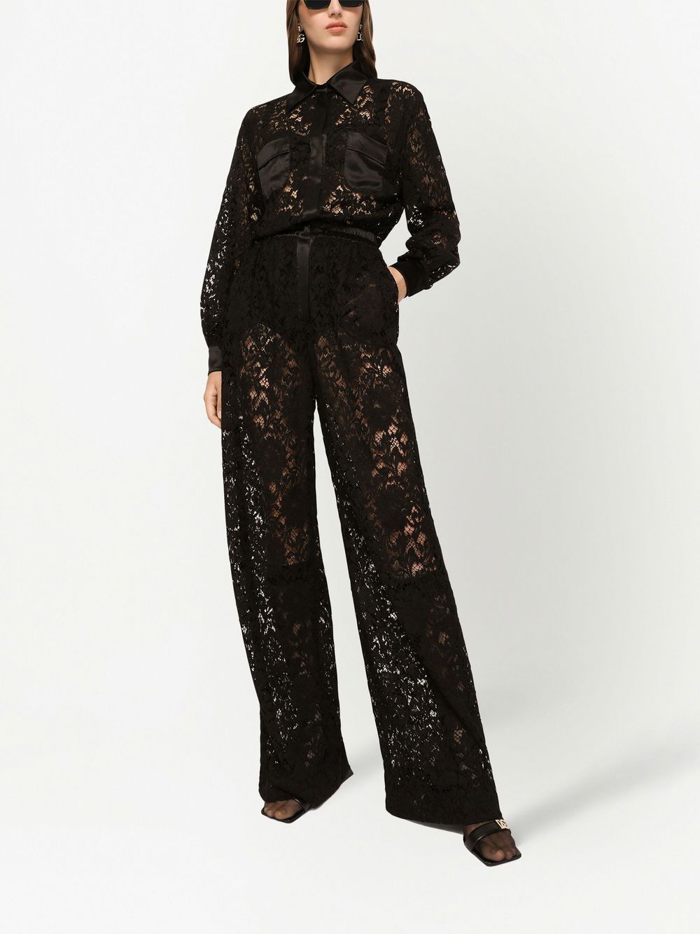 Dolce & Gabbana Dolce & Gabbana lace-trim long-sleeve jumpsuit