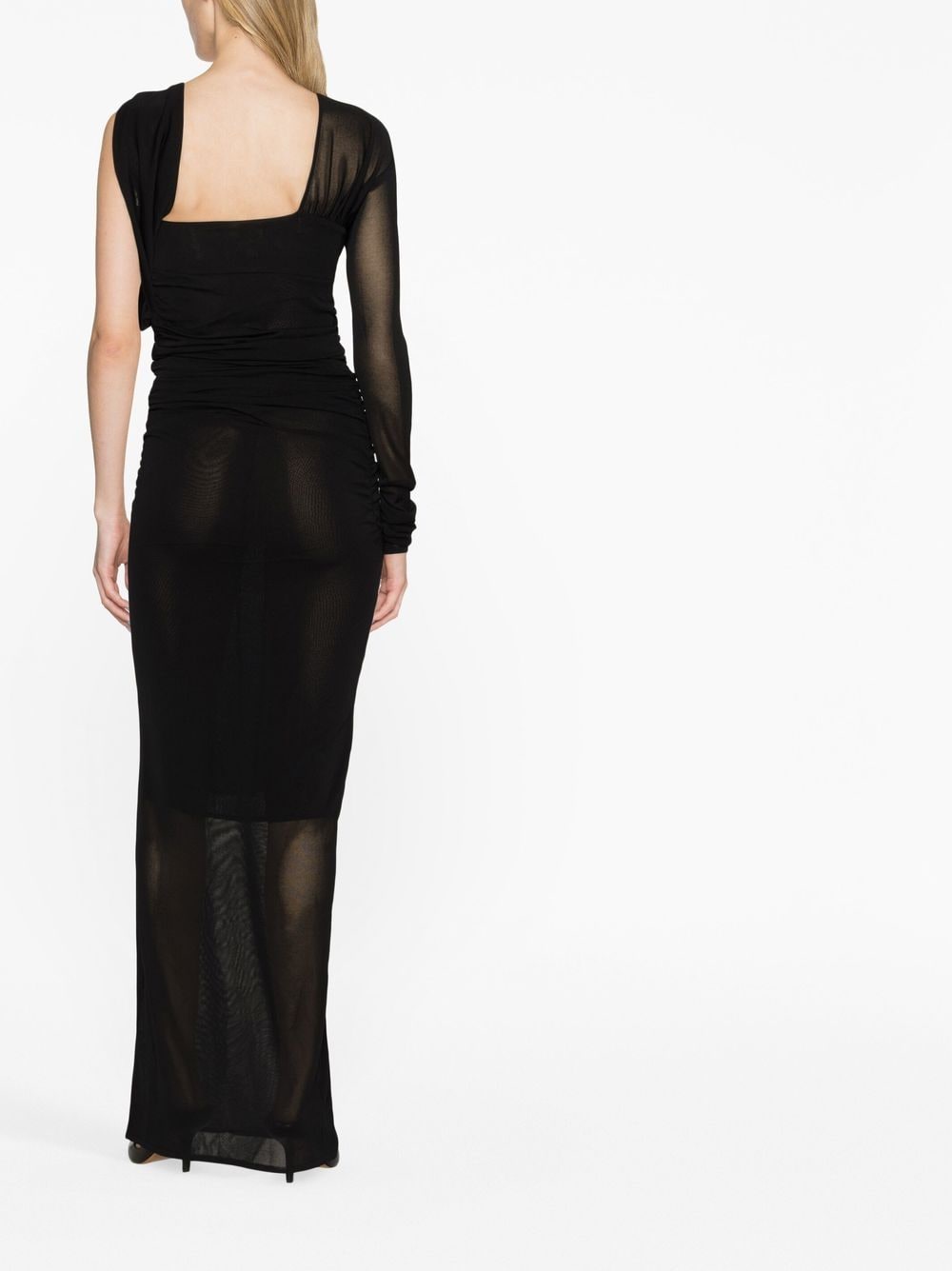 Saint Laurent Saint Laurent semi-sheer one-sleeve long dress