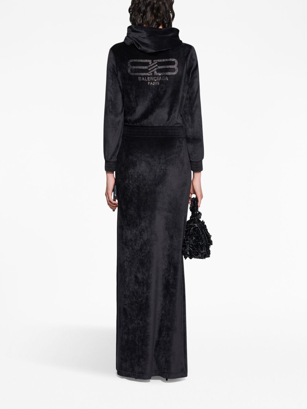 Balenciaga Balenciaga Crystal embellished velvet zip-up hoodie