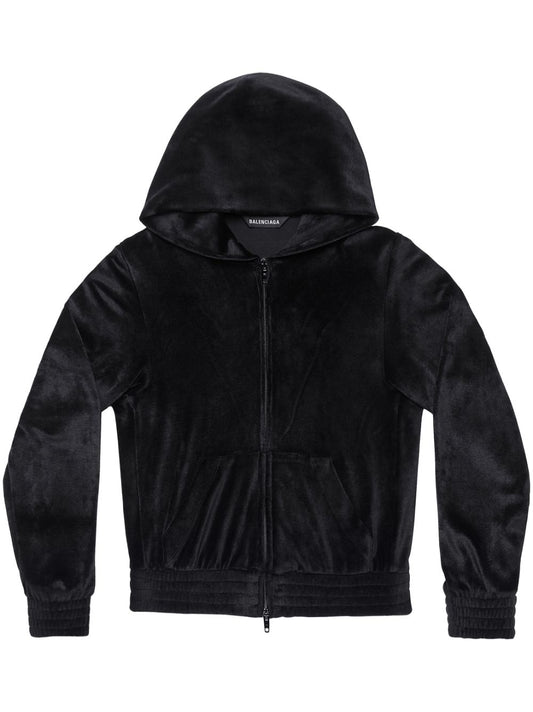 Balenciaga Balenciaga Crystal embellished velvet zip-up hoodie
