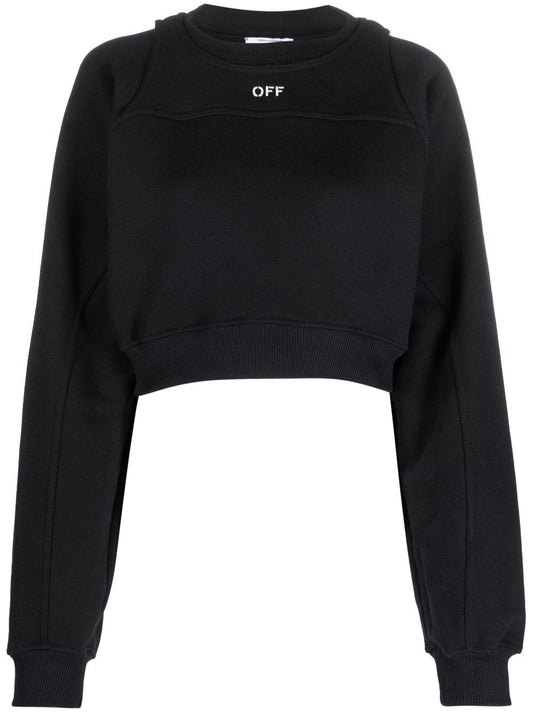 Off White Off White Printed Crop Sweatshirt