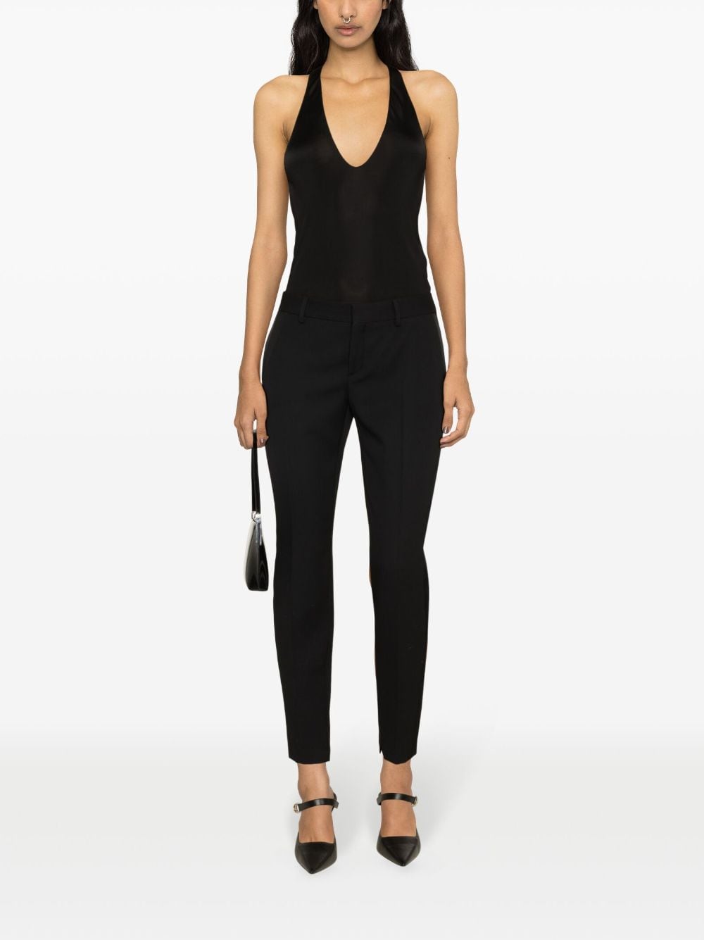 Saint Laurent Saint Laurent plunging satin tank top