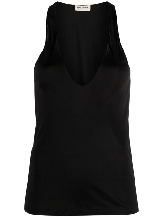 Saint Laurent Saint Laurent plunging satin tank top