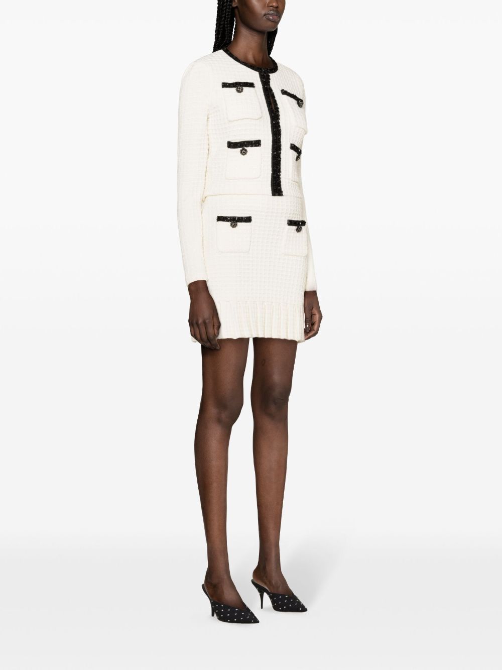 Self-Portrait Self-Portrait Waffle-knit mini skirt