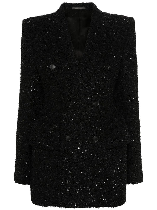 Balenciaga Balenciaga Hourglass tweed-texture padded-shoulder wool-blend blazer