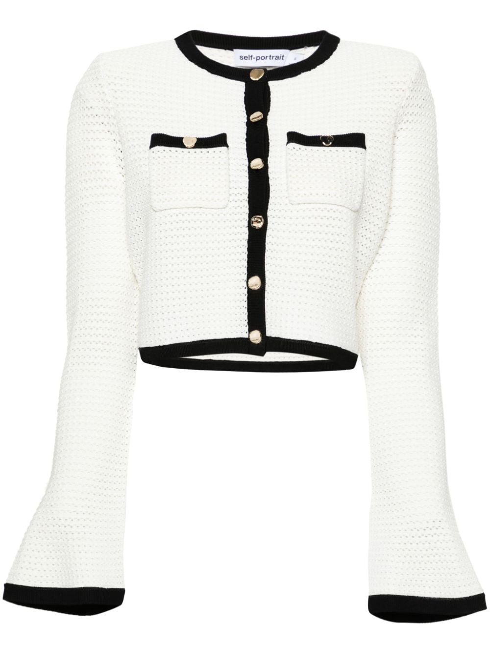 Self-Portrait Self-Portrait Pointelle-knit cropped cardigan