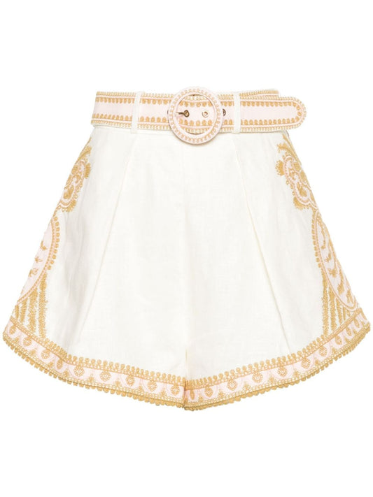 Zimmermann Zimmermann Waverly embroidered linen shorts