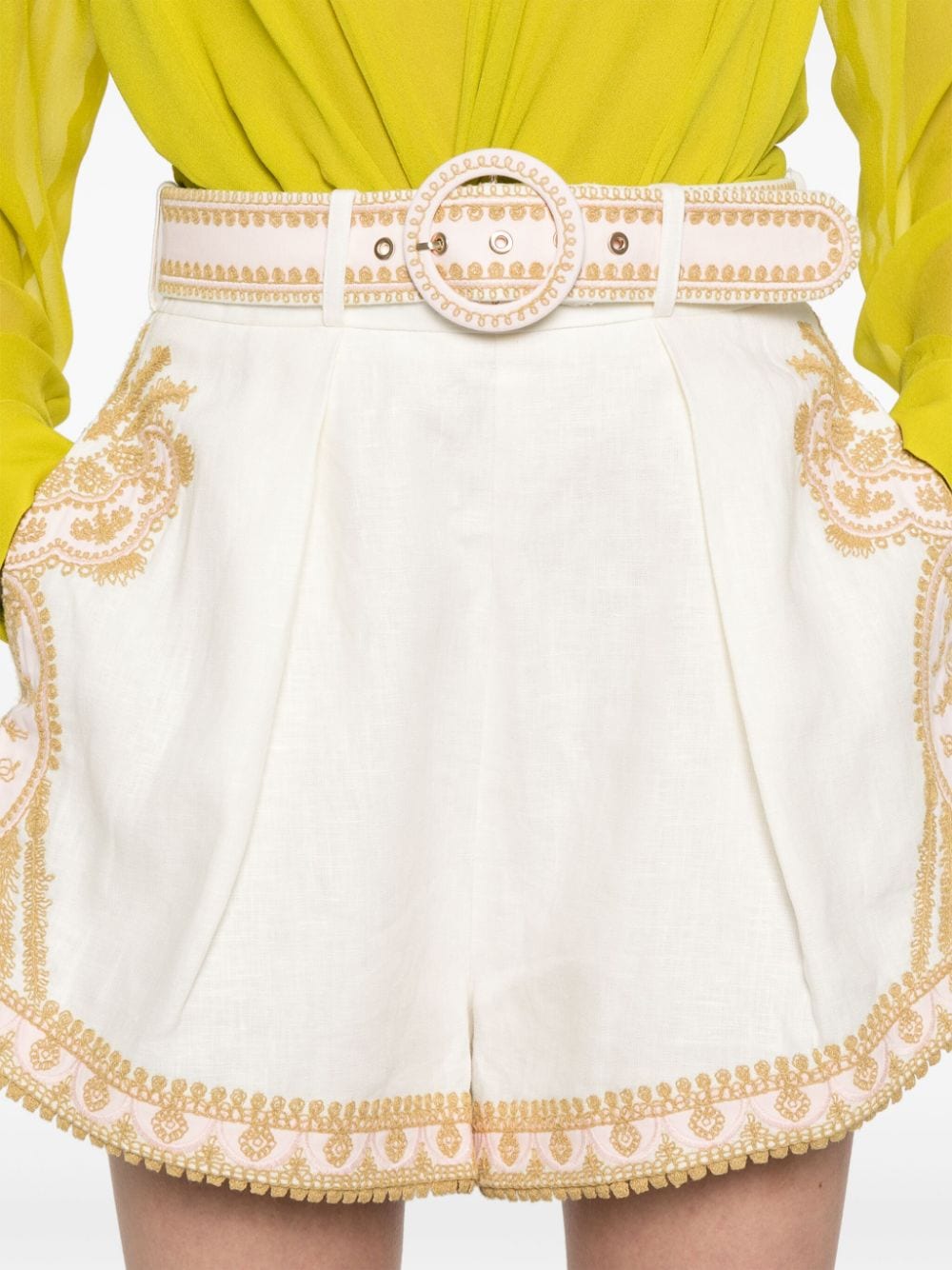 Zimmermann Zimmermann Waverly embroidered linen shorts