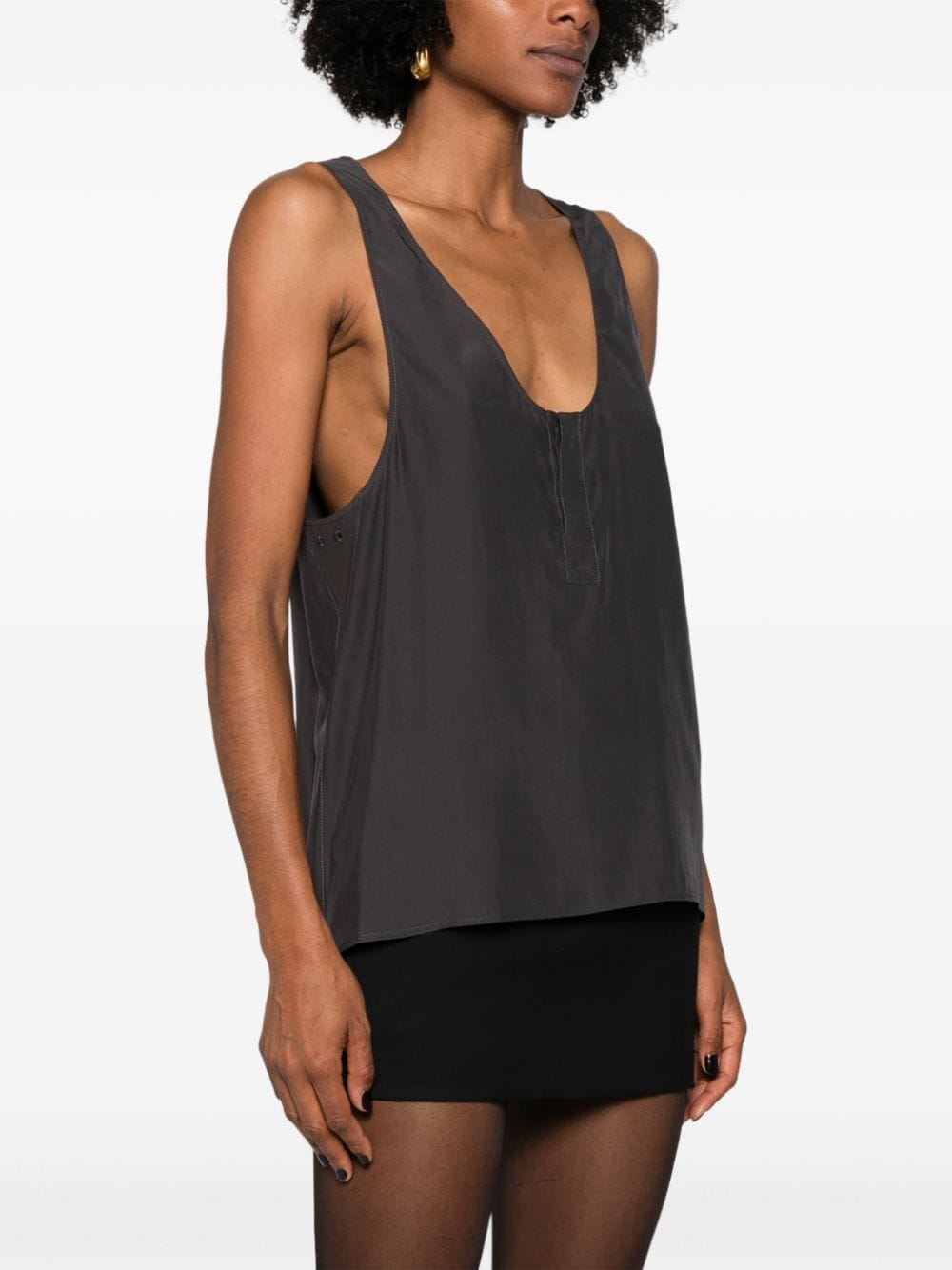 Saint Laurent Saint Laurent Henley-neck silk tank top