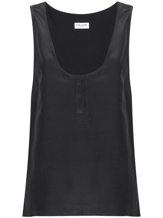 Saint Laurent Saint Laurent Henley-neck silk tank top