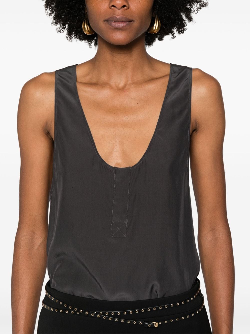 Saint Laurent Saint Laurent Henley-neck silk tank top
