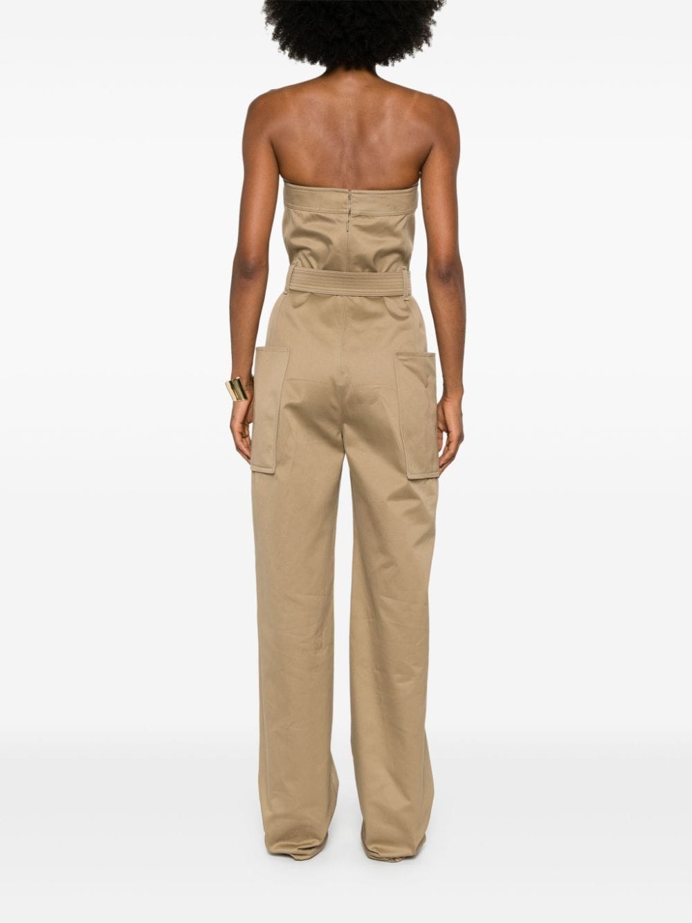 Saint Laurent Saint Laurent strapless belted cotton jumpsuit