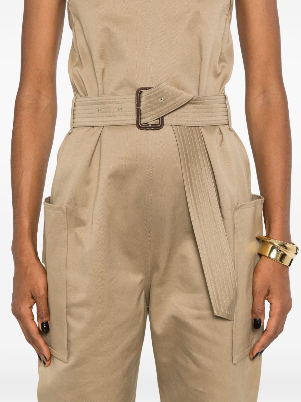 Saint Laurent Saint Laurent strapless belted cotton jumpsuit