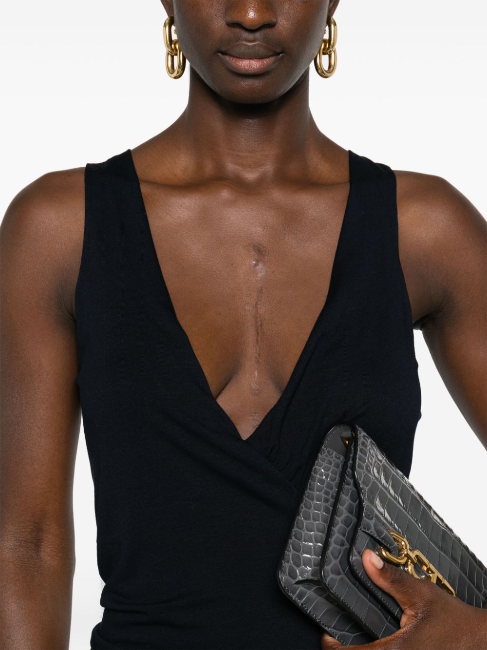 Saint Laurent Saint Laurent ruched V-neck mini dress