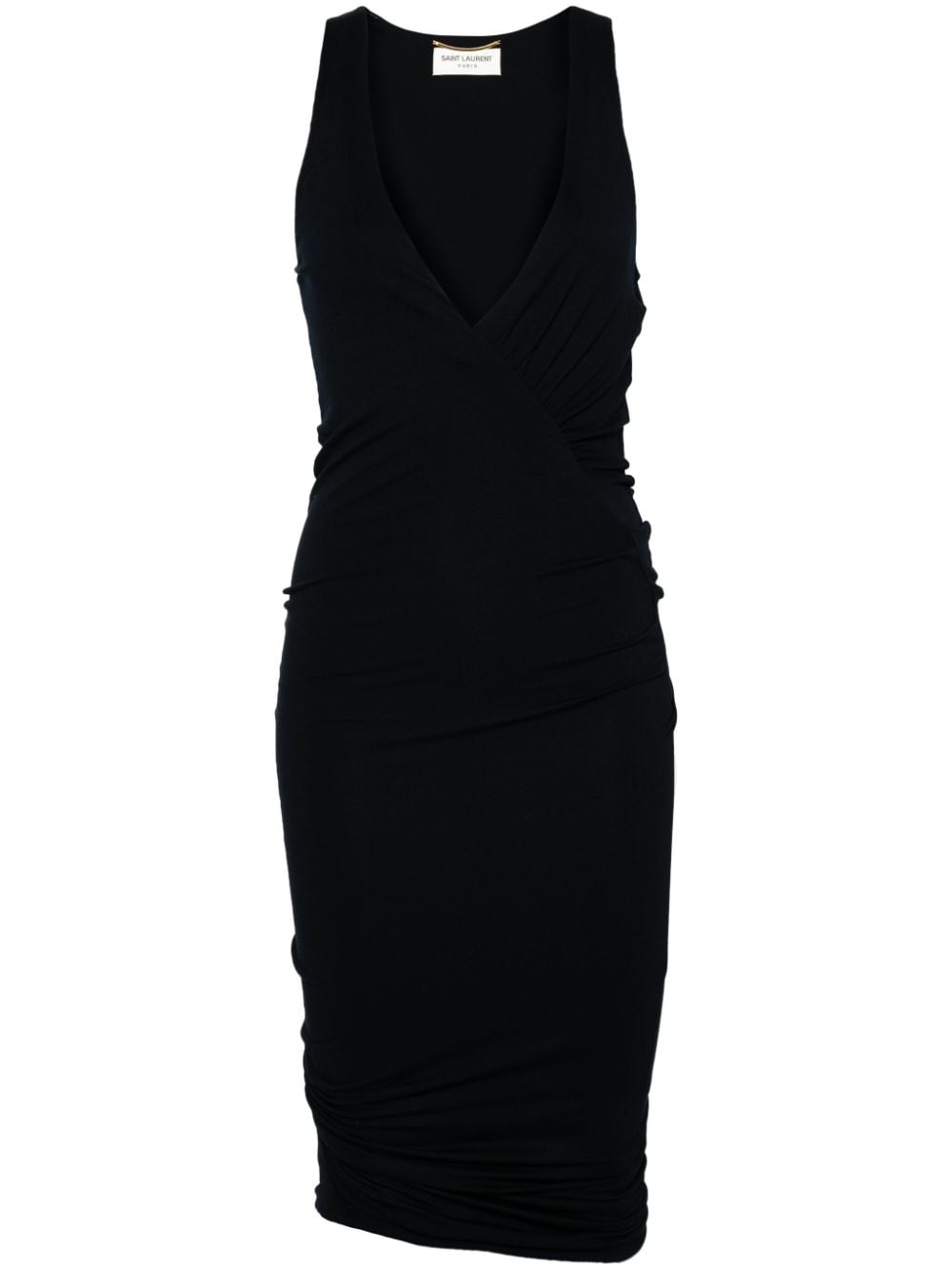 Saint Laurent Saint Laurent ruched V-neck mini dress