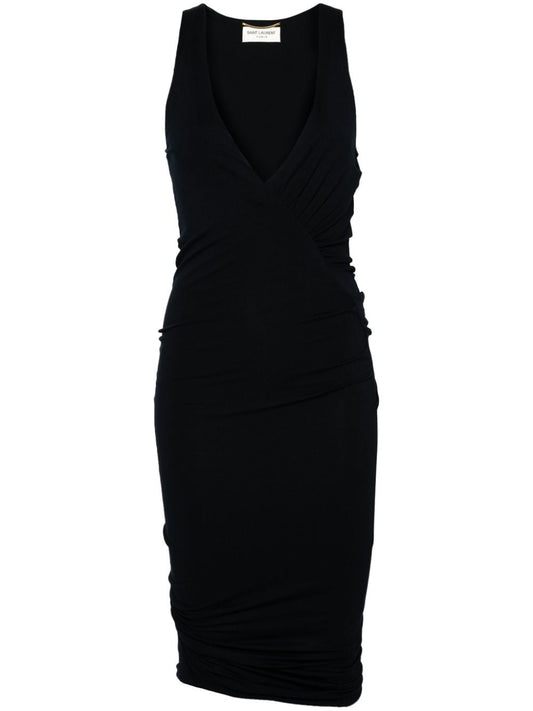 Saint Laurent Saint Laurent ruched V-neck mini dress