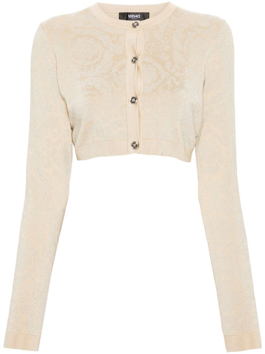 Versace Versace Barocco lurex cropped cardigan