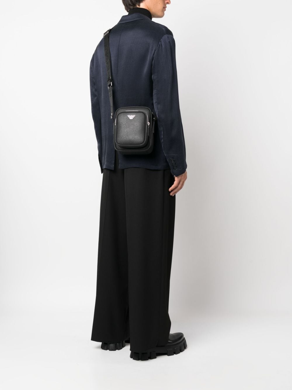 Emporio Armani Emporio Armani logo-plaque Leather messenger bag