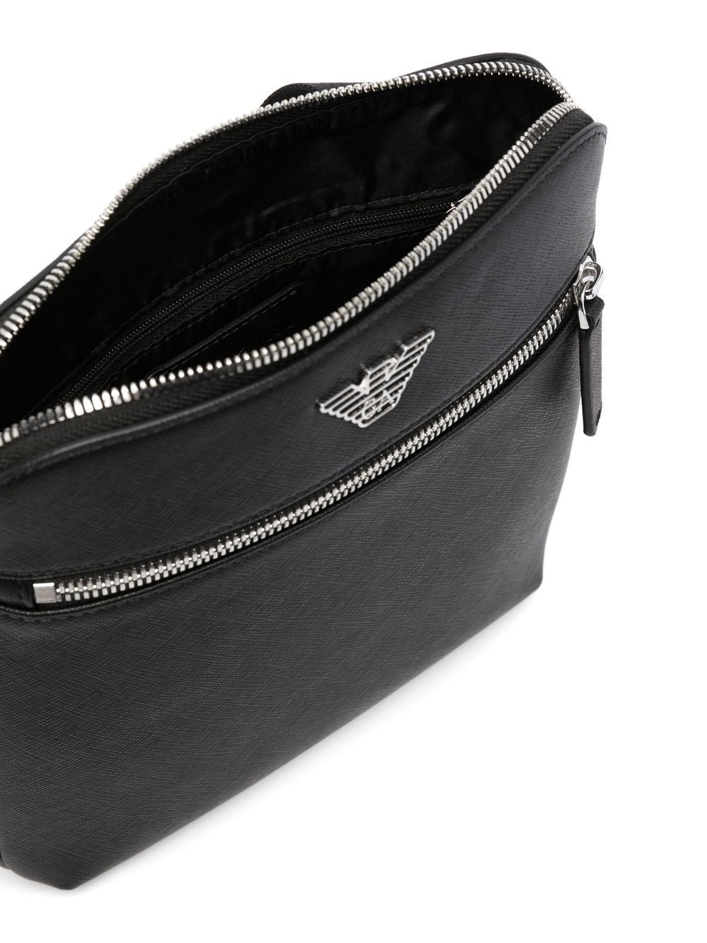 Emporio Armani Emporio Armani ASV regenerated Saffiano leather flat shoulder bag with eagle plate