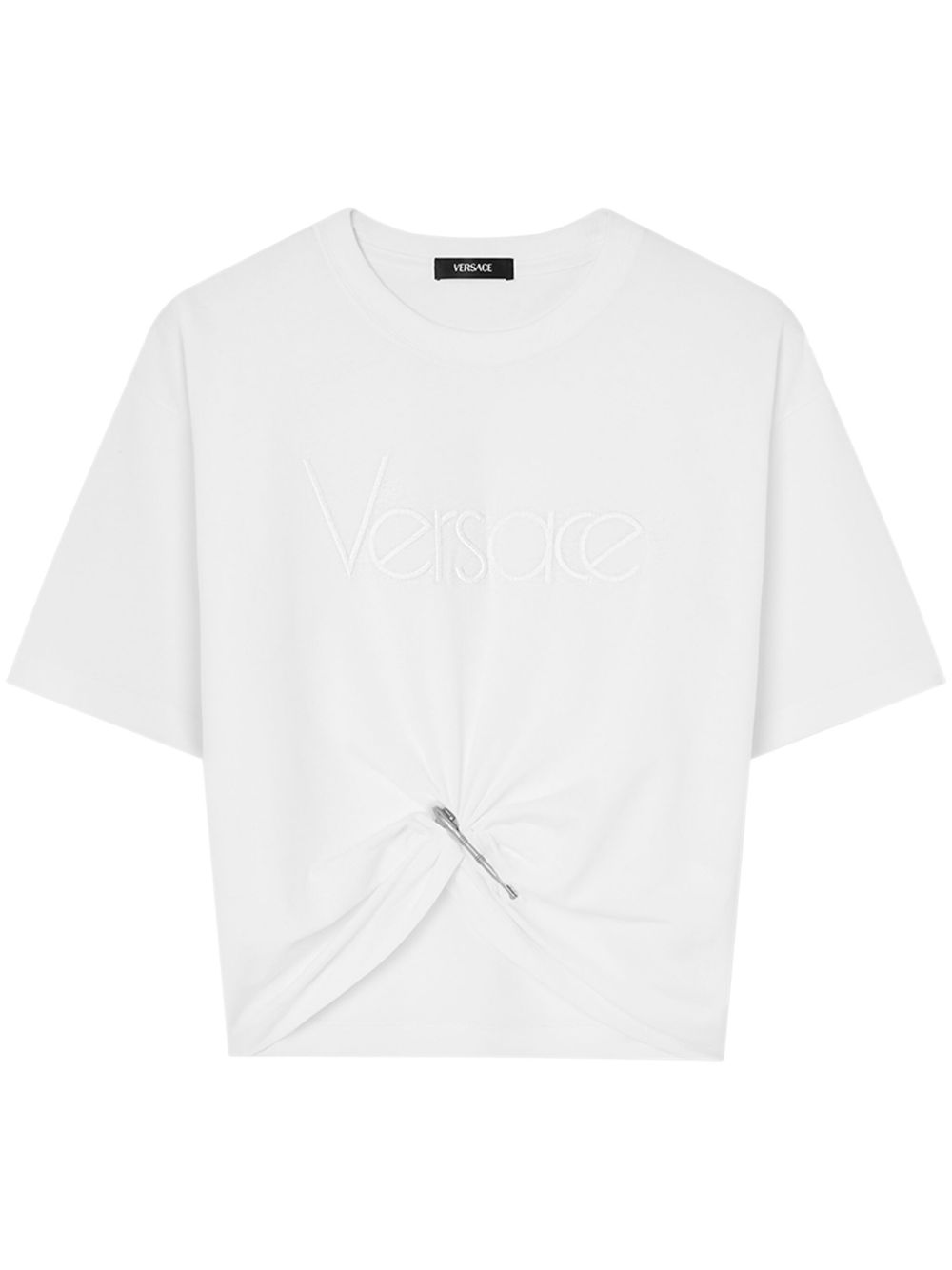 Versace Versace logo-embroidered T-shirt in white