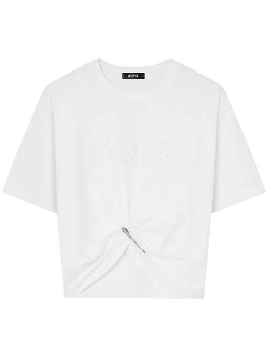 Versace Versace logo-embroidered T-shirt in white