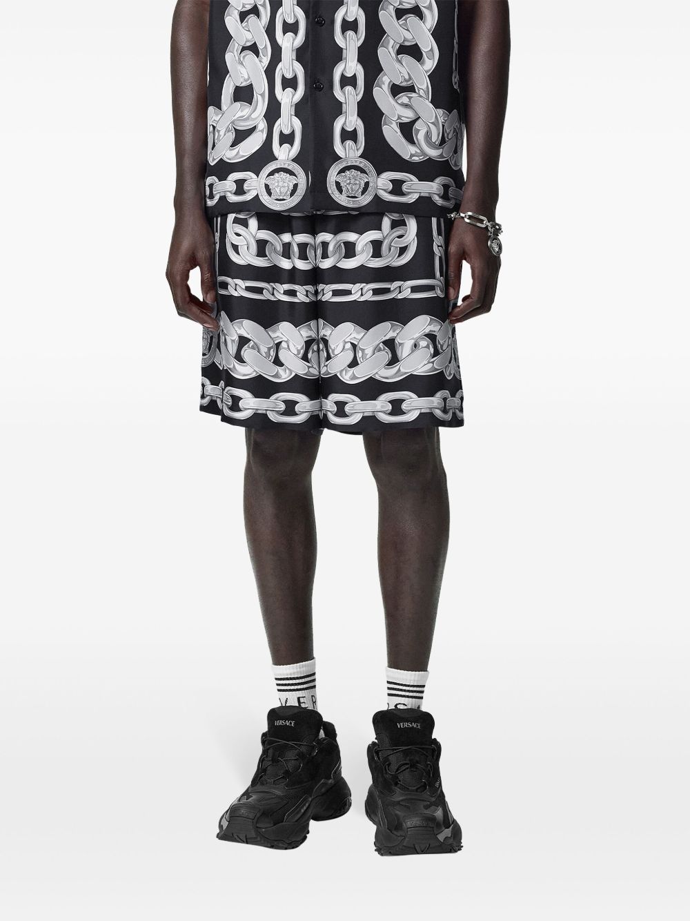 Versace Versace Medusa Chains Silk Shorts