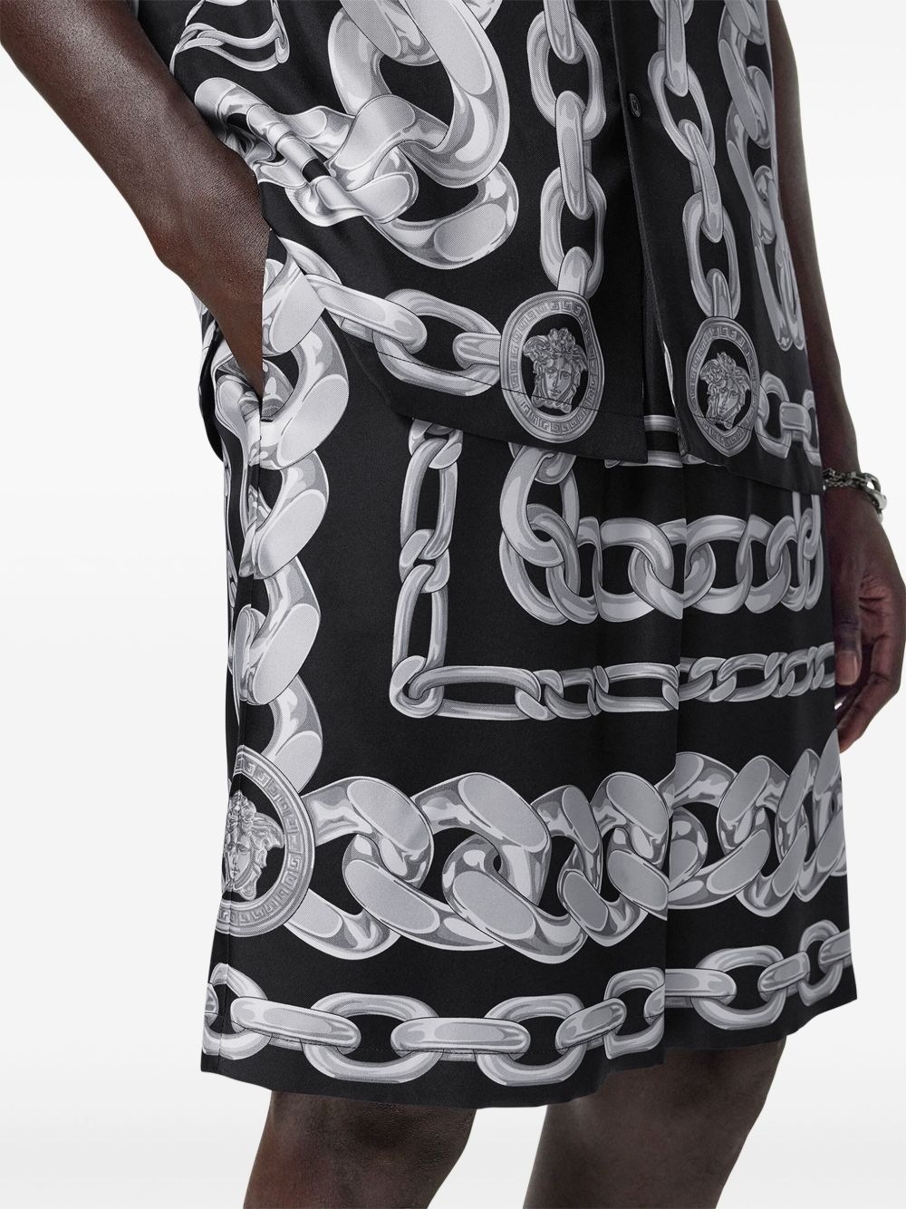 Versace Versace Medusa Chains Silk Shorts