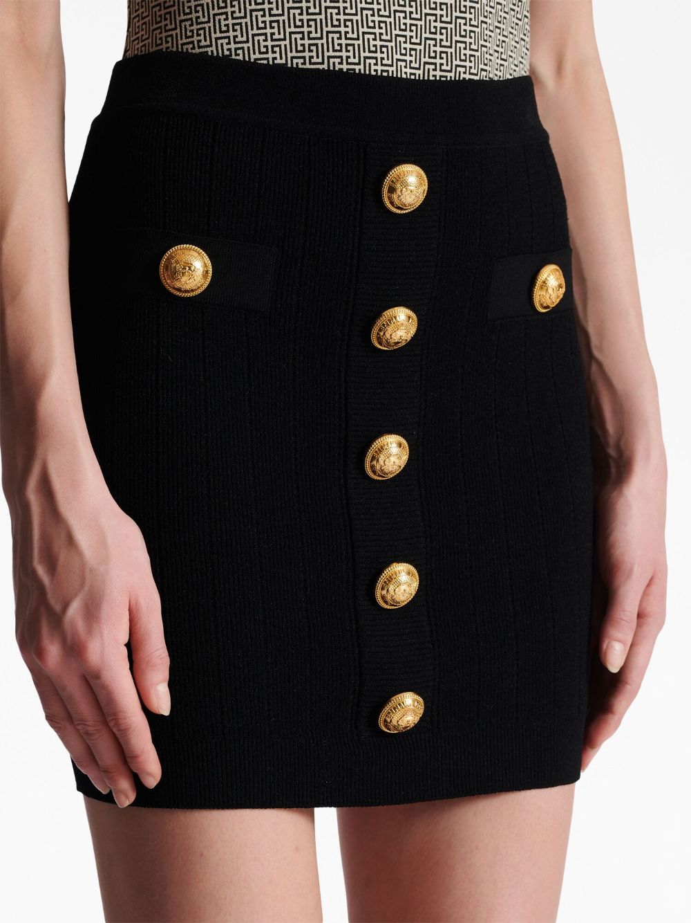 Balmain Balmain Button Embellished Knitted Skirt