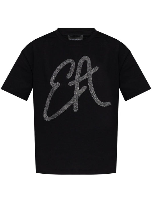 Emporio Armani Emporio Armani Cotton-jersey T-shirt with oversized lurex logo