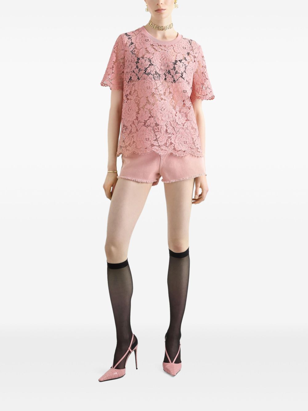 Dolce & Gabbana Dolce & Gabbana corded lace short sleeved T-shirt