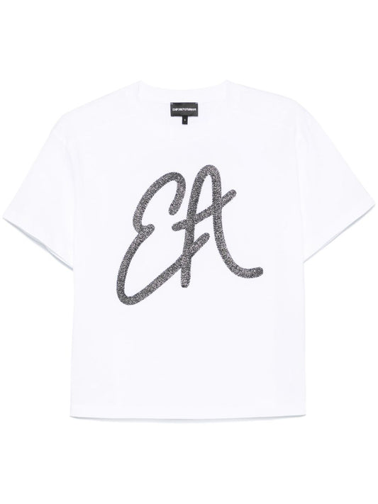Emporio Armani Emporio Armani Cotton jersey T-shirt with maxi lurex logo