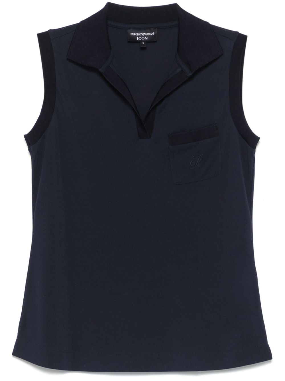 Emporio Armani Emporio Armani Icon micro piquet crepe jersey top