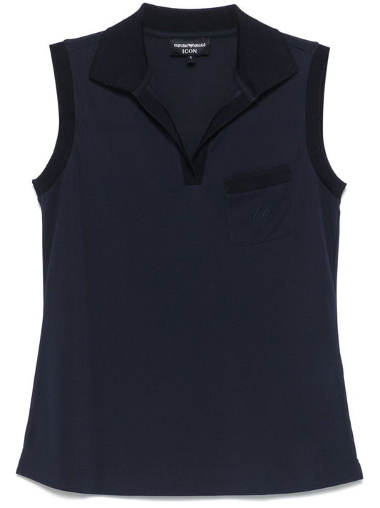 Emporio Armani Emporio Armani Icon micro piquet crepe jersey top