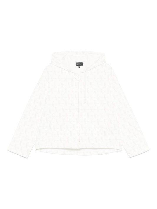 Emporio Armani Emporio Armani Zip-up hoodie in double jersey with all-over lettering