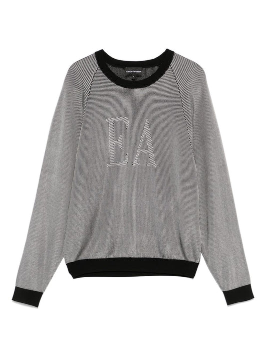 Emporio Armani Emporio Armani Two-tone fisherman’s rib jumper with EA logo
