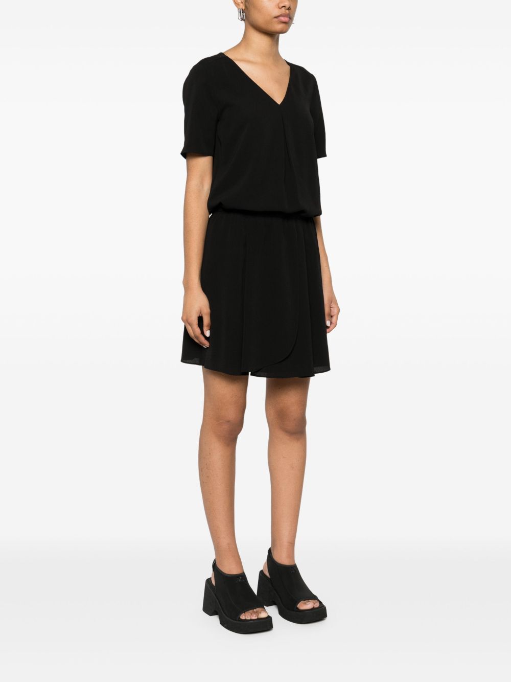 Emporio Armani Emporio Armani Short dress with gathered waist and belt in flowing crepe