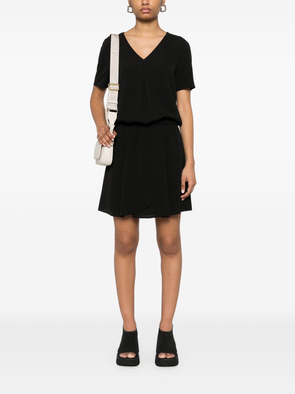 Emporio Armani Emporio Armani Short dress with gathered waist and belt in flowing crepe