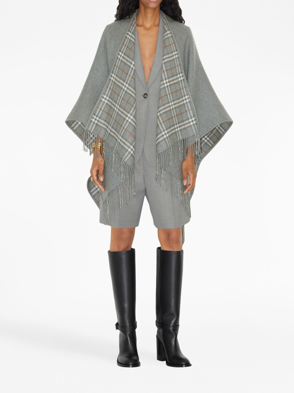 Burberry Burberry Vintage Check Reversible Wool Cape
