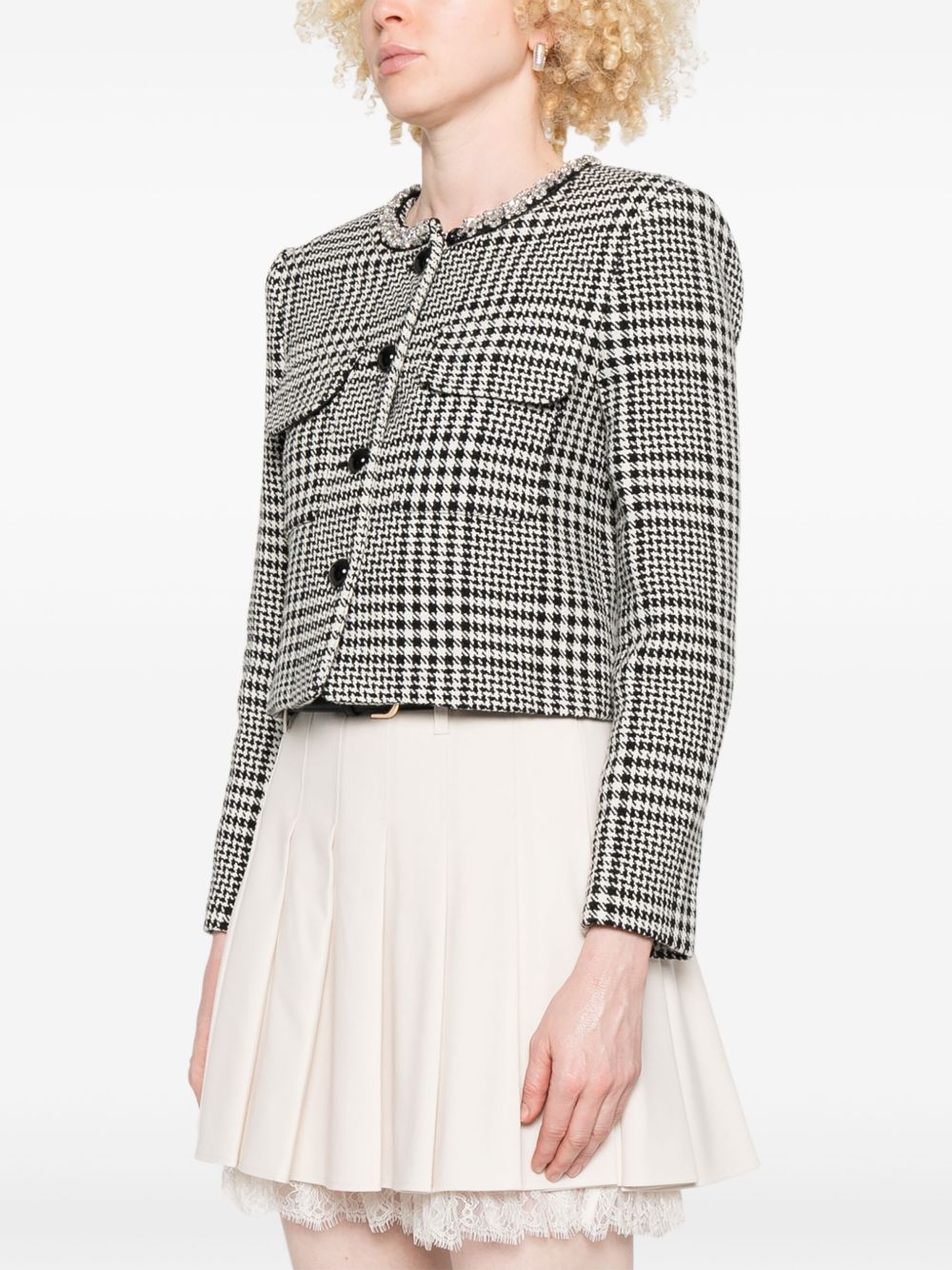 Self-Portrait Self-Portrait Houndstooth crop jacket