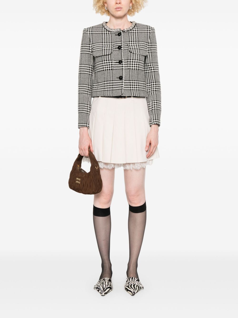 Self-Portrait Self-Portrait Houndstooth crop jacket