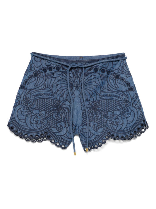 Zimmermann Zimmermann Coco embroidered denim shorts