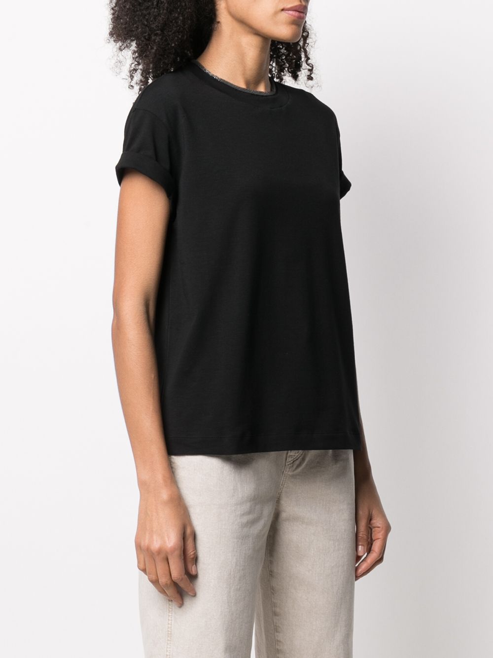 Brunello Cucinelli Brunello Cucinelli Brass-embellished crew-neck T-shirt