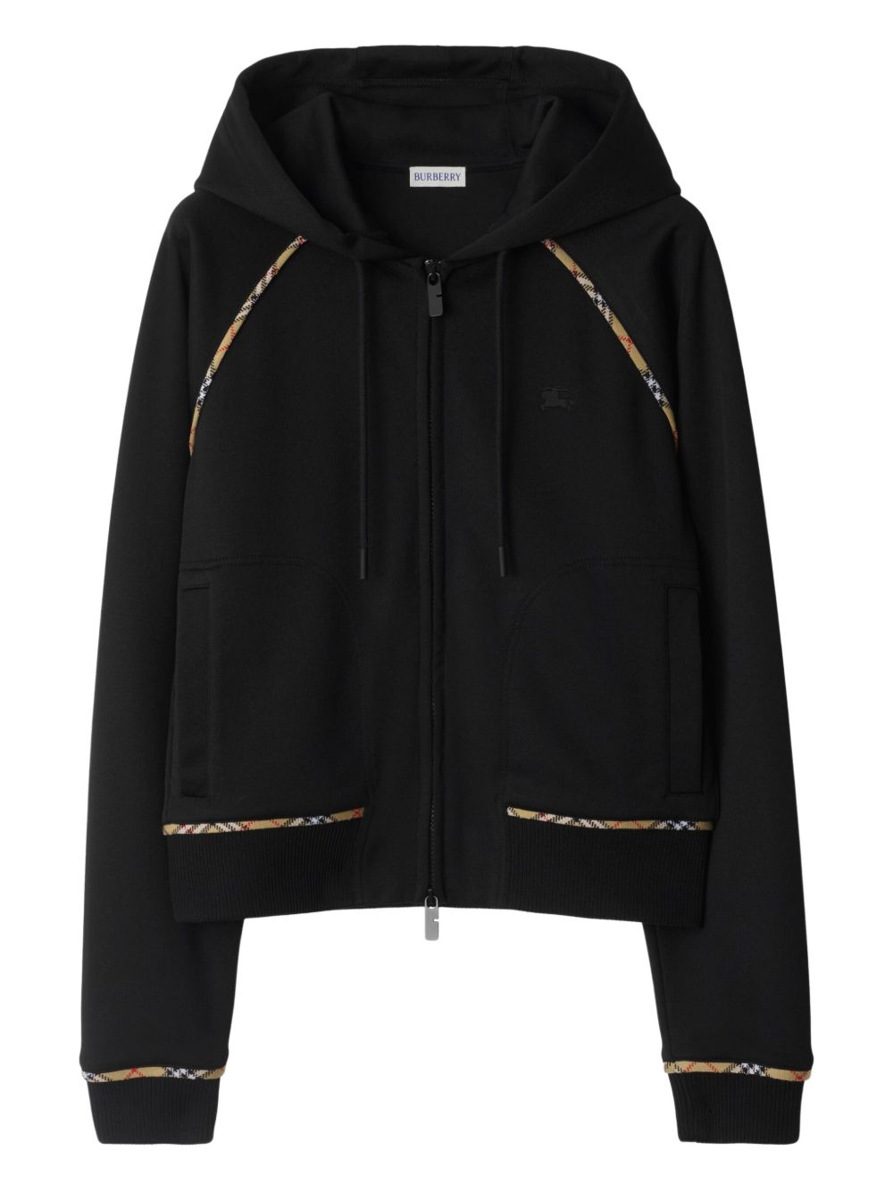 Burberry Burberry Cotton blend zip-up hoodie with check trim