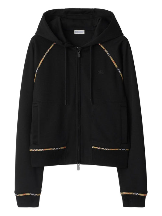 Burberry Burberry Cotton blend zip-up hoodie with check trim