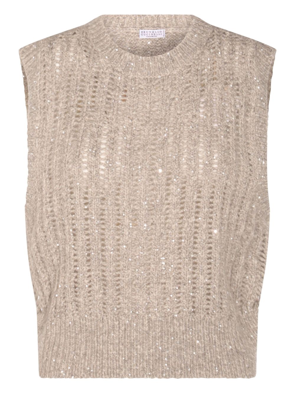 Brunello Cucinelli Brunello Cucinelli Natural Knitted Crewneck Vest
