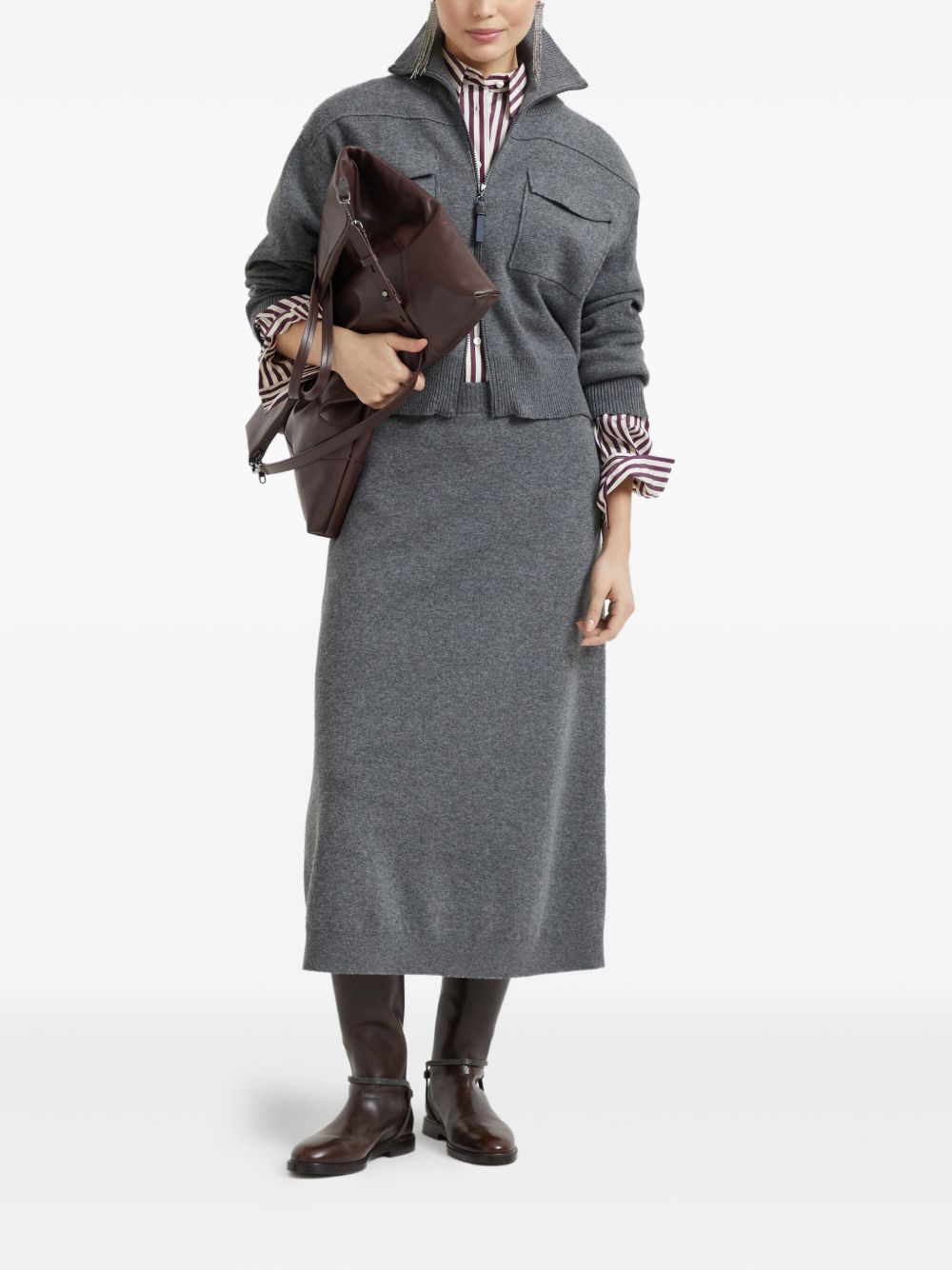 Brunello Cucinelli Brunello Cucinelli Midi skirt in double cashmere knit