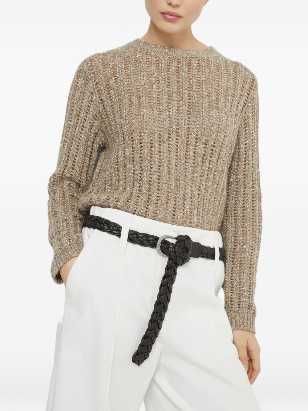 Brunello Cucinelli Brunello Cucinelli Dazzling Rib sweater in Soft wool, cashmere and mohair