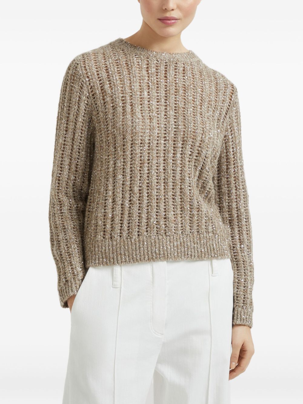 Brunello Cucinelli Brunello Cucinelli Dazzling Rib sweater in Soft wool, cashmere and mohair