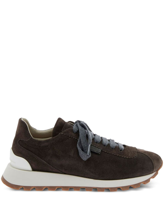 Brunello Cucinelli Brunello Cucinelli Suede runners with shiny tab