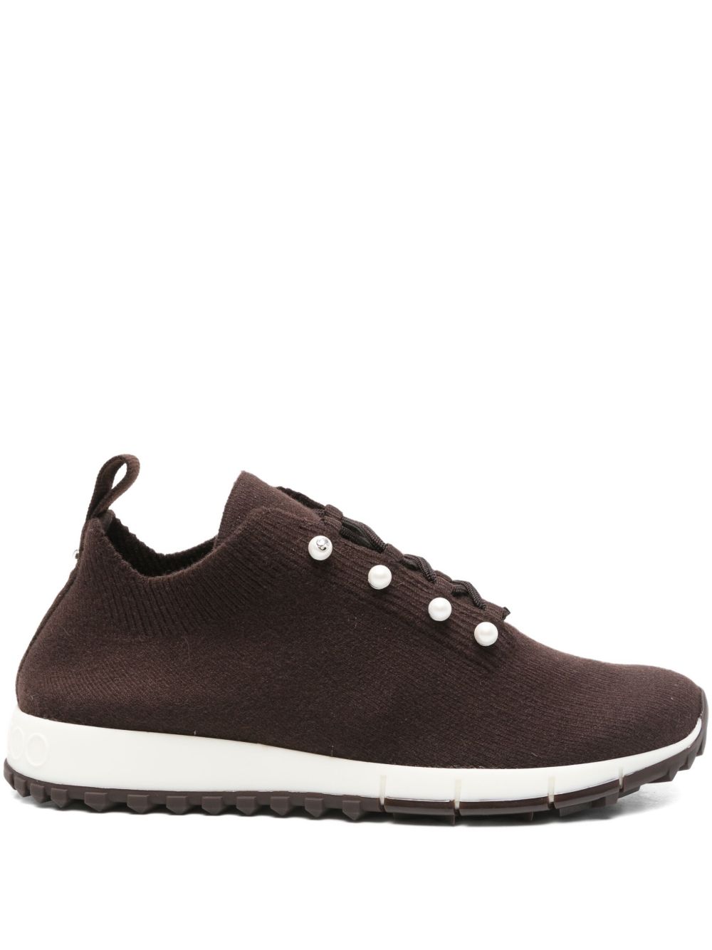 Jimmy Choo Jimmy Choo Veles Cashmere Melange Knit Trainers with Pearl Buttons
